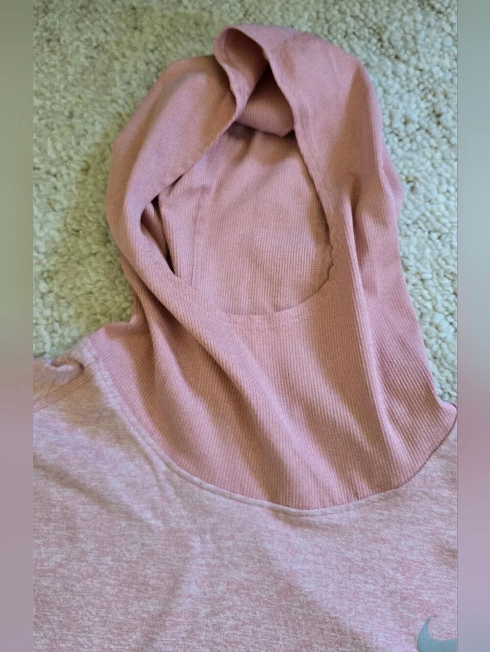 Nike Dri-FIT Shirt Womens Large Pink Hooded Long Sleeve Lightweight Running